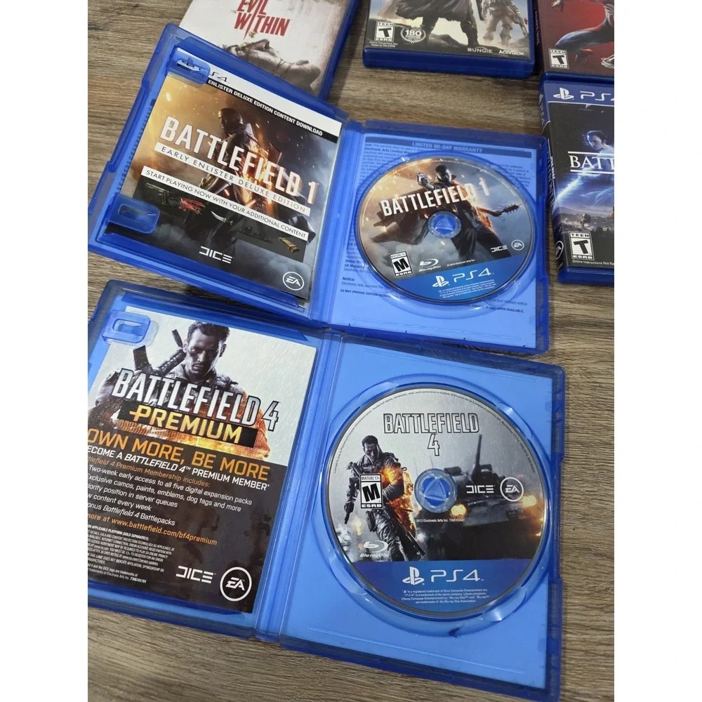 PS4 Game Bundle Battlefield 1, 4, The Evil Within, Star Wars, Destiny, Spiderman
